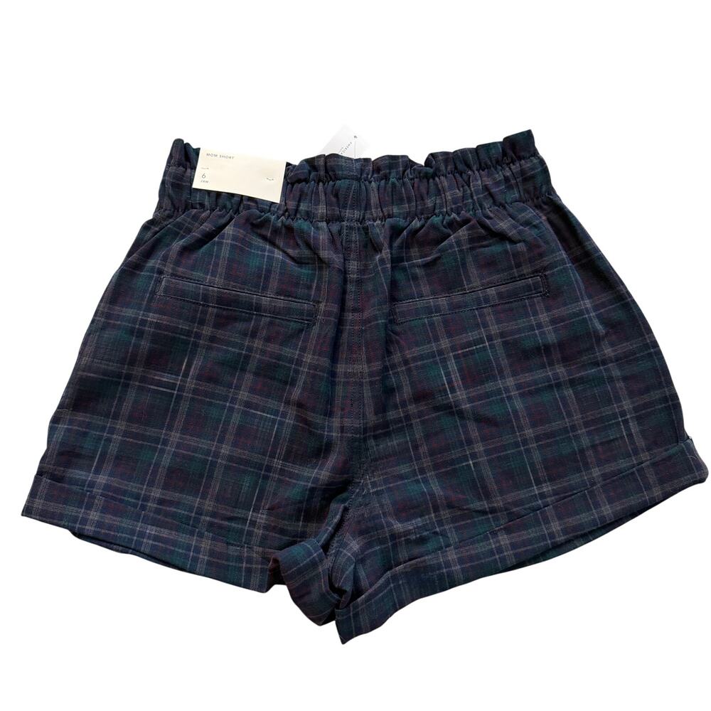 American Eagle Plaid Navy High Rise Shorts Women’s Size 6 NWT - Picture 3 of 11